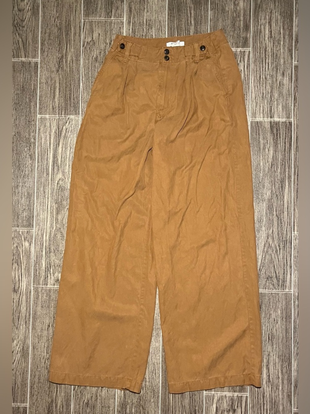 Madewell The Harlow Wide Leg Pant Size 0 High Rise Brown Linen Blend